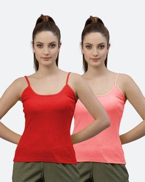 pack of 2 sleeveless camisole with adjustable straps