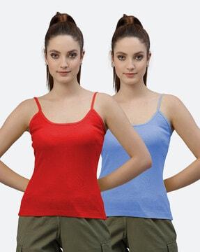 pack of 2 sleeveless camisoles with adjustable strap