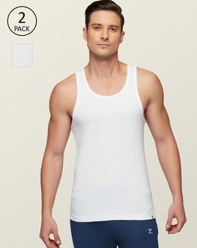 pack of 2 sleeveless cotton vests