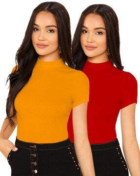 pack of 2 slim fit high-neck t-shirts