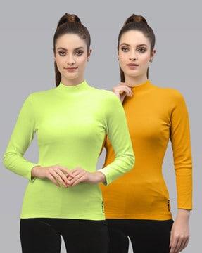 pack of 2 slim fit high-neck tops