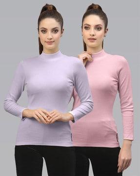 pack of 2 slim fit high-neck tops