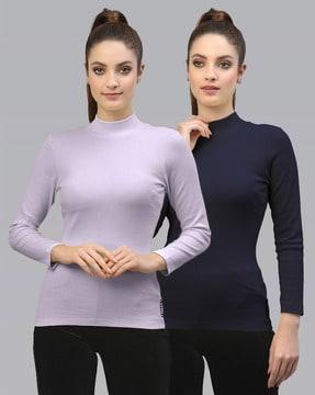 pack of 2 slim fit high-neck tops