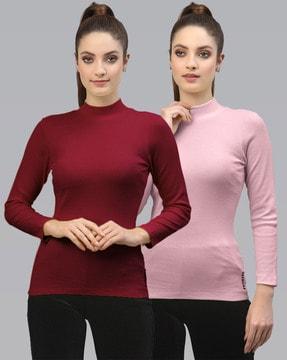 pack of 2 slim fit high-neck tops