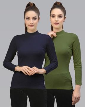 pack of 2 slim fit high-neck tops