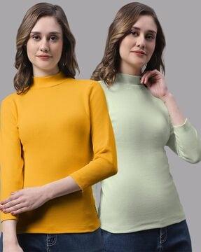 pack of 2 slim fit high-neck tops