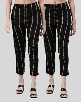 pack of 2 slim fit printed ankle-length pants