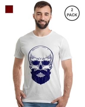 pack of 2 slim fit printed round-neck t-shirts