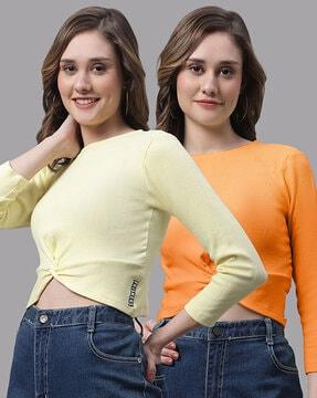 pack of 2 slim fit round-neck tops