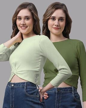 pack of 2 slim fit round-neck tops