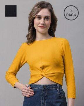 pack of 2 slim fit round-neck tops