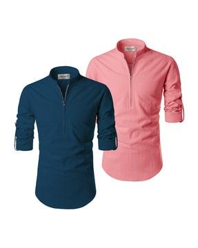 pack of 2 slim fit shirt kurtas