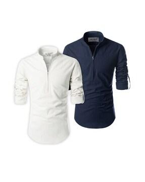 pack of 2 slim fit shirt kurtas