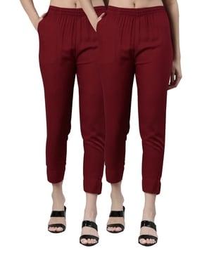 pack of 2 slim fit trousers with elasticated waistband