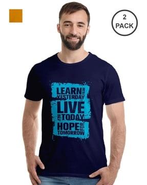 pack of 2 slim fit typographic print t-shirts