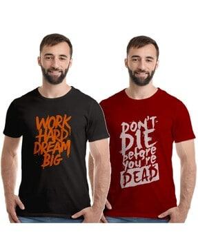 pack of 2 slim fit typographic print t-shirts