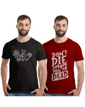 pack of 2 slim fit typographic print t-shirts