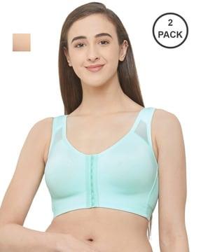 pack of 2 solid bras with front closure