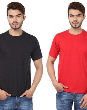 pack of 2 solid regular fit crew neck t-shirt