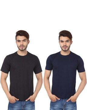 pack of 2 solid regular fit crew neck t-shirt