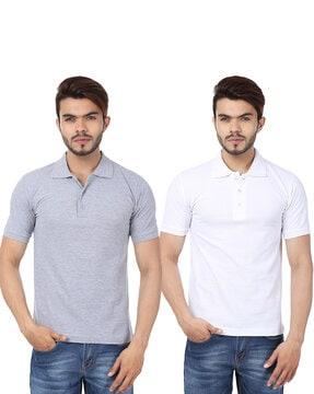pack of 2 solid regular fit polo t-shirt for men