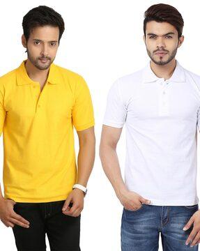 pack of 2 solid regular fit polo t-shirt