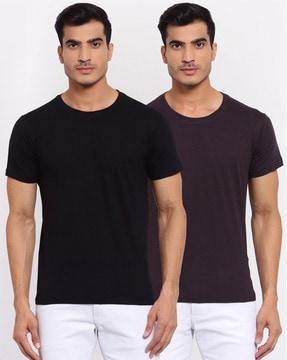 pack of 2 solid regular fit t-shirt