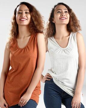 pack of 2 solid round-neck tank top