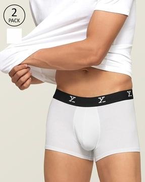 pack of 2 solid trunks with contrast elasticated waistbands