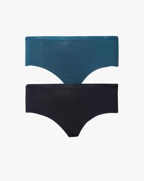 pack of 2 sp02 hipster panties with outer elasticated waist