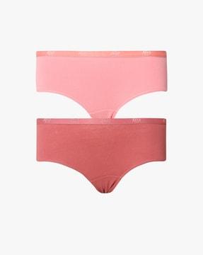 pack of 2 sp02 hipster panties with outer elasticated waist