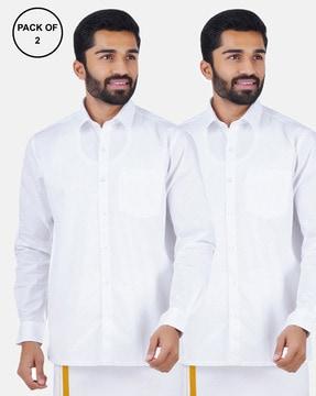 pack of 2 spread-collar shirt