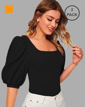 pack of 2 square-neck tops