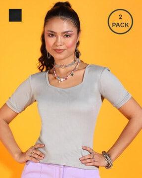 pack of 2 square-neck tops