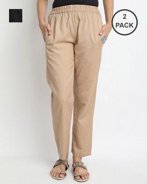 pack of 2 straight fit pants with elasticated waistband