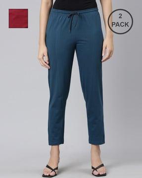 pack of 2 straight fit trousers with drawstring waist