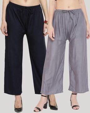 pack of 2 straight palazzos with drawstring waist