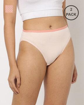 pack of 2 stretch cotton high rise high leg panty