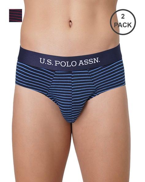 pack of 2 striped briefs with brand-knit waistband