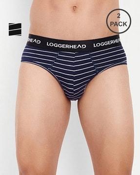 pack of 2 striped briefs with elasticated waist
