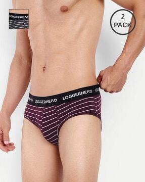 pack of 2 striped briefs with elasticated waist