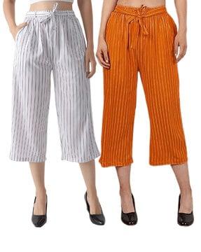 pack of 2 striped culottes with tie-up
