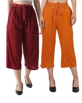 pack of 2 striped culottes with tie-up