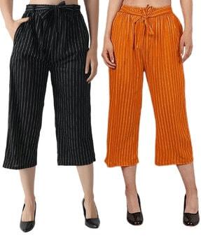 pack of 2 striped culottes with tie-up