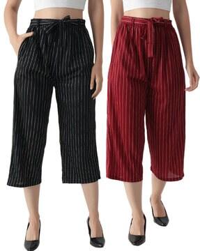 pack of 2 striped culottes with tie-up