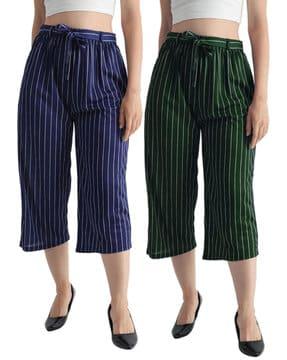 pack of 2 striped culottes with waist tie-up