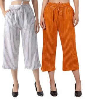 pack of 2 striped culottes with waist tie-up