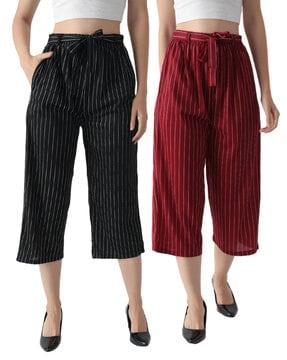 pack of 2 striped culottes with waist tie-up