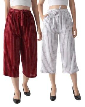 pack of 2 striped culottes with waist tie-up