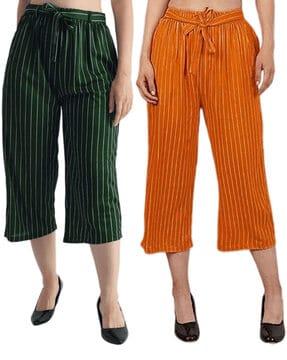 pack of 2 striped culottes with waist tie-up